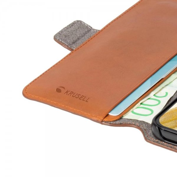 Krusell Samsung Galaxy S22 Plus Kotelo Leather PhoneWallet Cognac