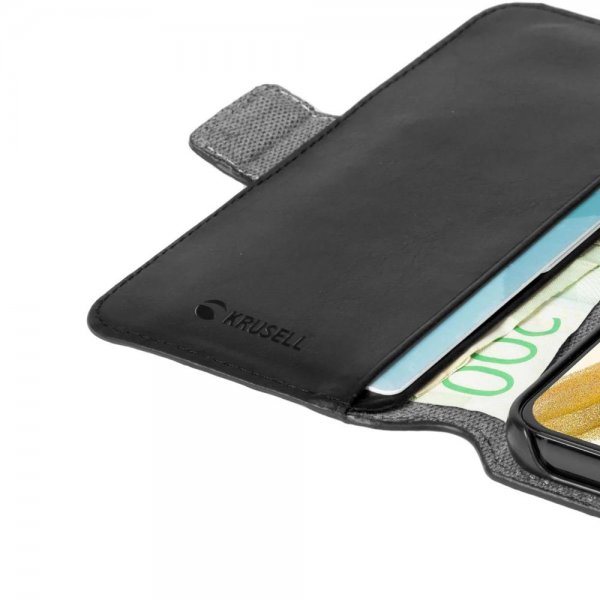 Krusell Samsung Galaxy S22 Kotelo Leather PhoneWallet Musta