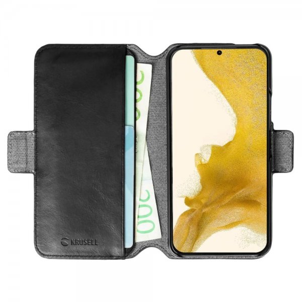 Krusell Samsung Galaxy S22 Plus -kotelo Leather PhoneWallet, musta