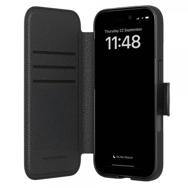 agood company iPhone 17 Pro Max Kotelo Pyöreä Lompakkokotelo Musta