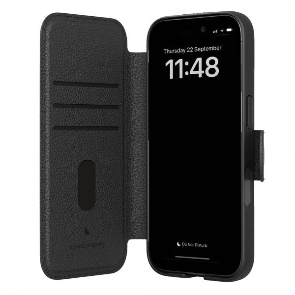 agood company iPhone 15 Kotelo Pyöreä Lompakkokotelo Musta