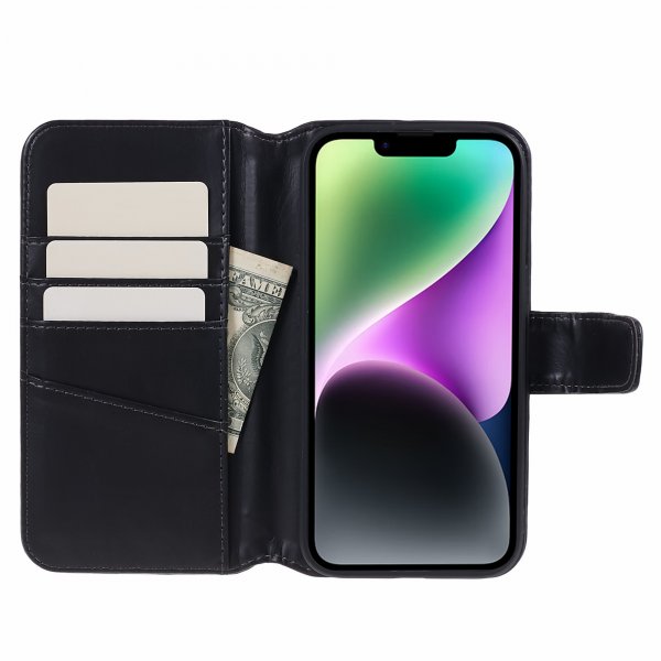 Nordic Covers iPhone 15 Plus MagLeather -kotelo, Raven Black