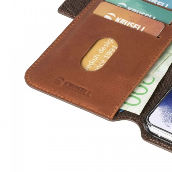 Krusell Samsung Galaxy S21 -kotelo Sunne PhoneWallet Vintage Cognac