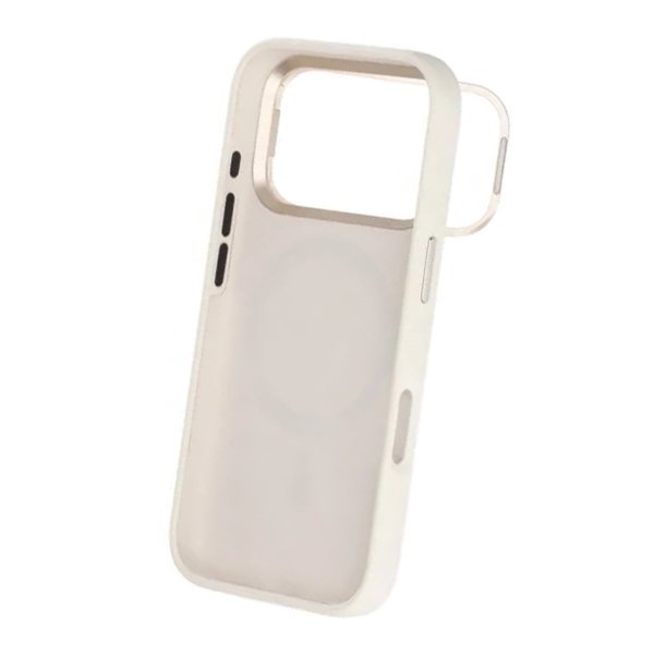 iPhone 17 Pro Silikonkuori MagSafen Jalustalla Valkoinen
