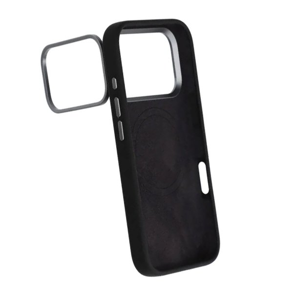 iPhone 17 Pro Max Kuori Silikoni MagSafe Jalusta Musta