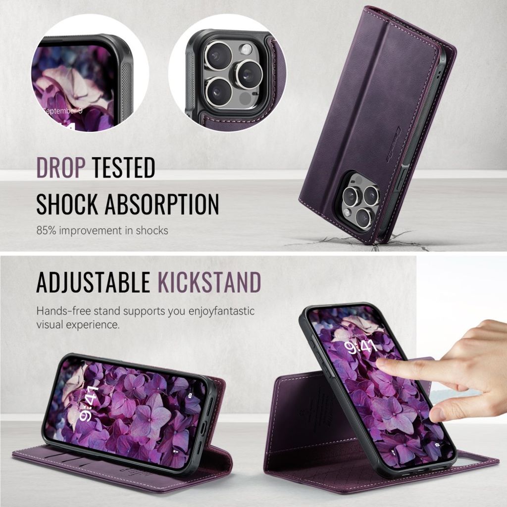 CaseMe iPhone 15 Pro Max Kotelo C49 Series Violetti