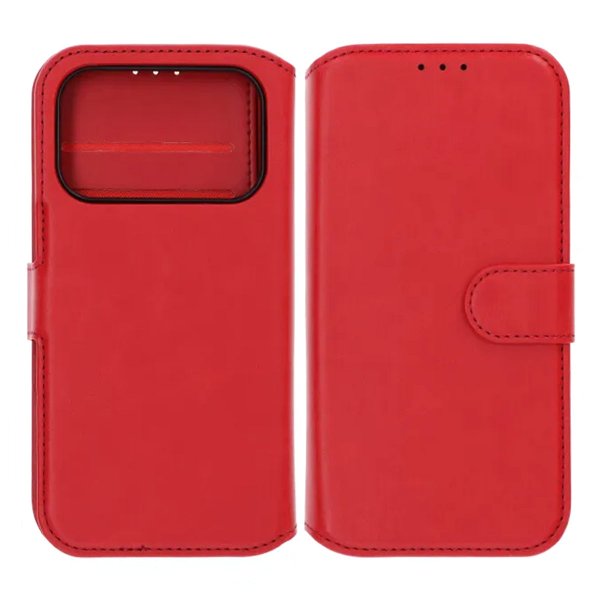 Rvelon iPhone 17 Pro -kotelo, jossa 4 korttipaikkaa ja irrotettava kuori, punainen