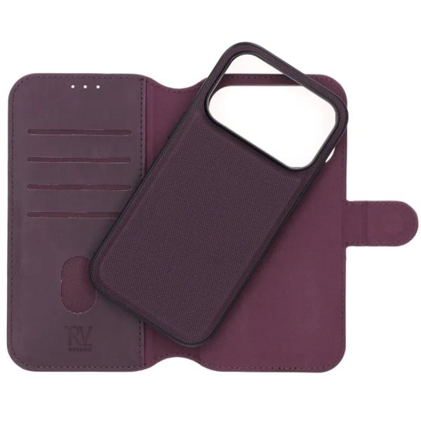 Rvelon iPhone 17 Pro -kotelo, 4 korttipaikkaa, irrotettava kuori, violetti