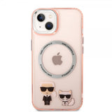 Karl Lagerfeld iPhone 14 Plus -kuori Karl & Choupette MagSafe, pinkki