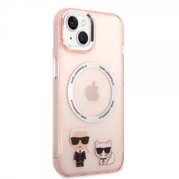 Karl Lagerfeld iPhone 14 Plus -kuori Karl & Choupette MagSafe, pinkki
