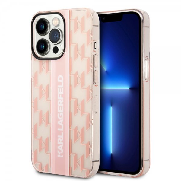 Karl Lagerfeld iPhone 14 Pro Kuori Monogram Vertical Stripe Rose