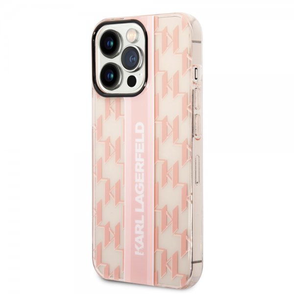 Karl Lagerfeld iPhone 14 Pro Kuori Monogram Vertical Stripe Rose