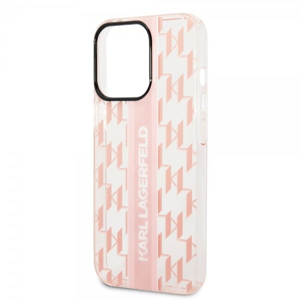 Karl Lagerfeld iPhone 14 Pro Kuori Monogram Vertical Stripe Rose