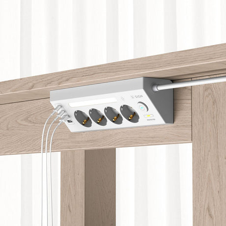 SiGN 4-tie Pöytäjatkorasittimet USB-A/USB-C 1,8m