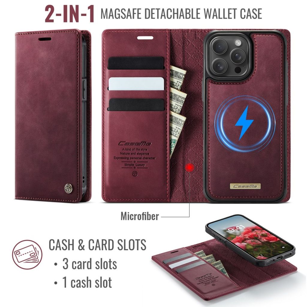 CaseMe iPhone 13 Pro Kotelo C49 Series Punainen
