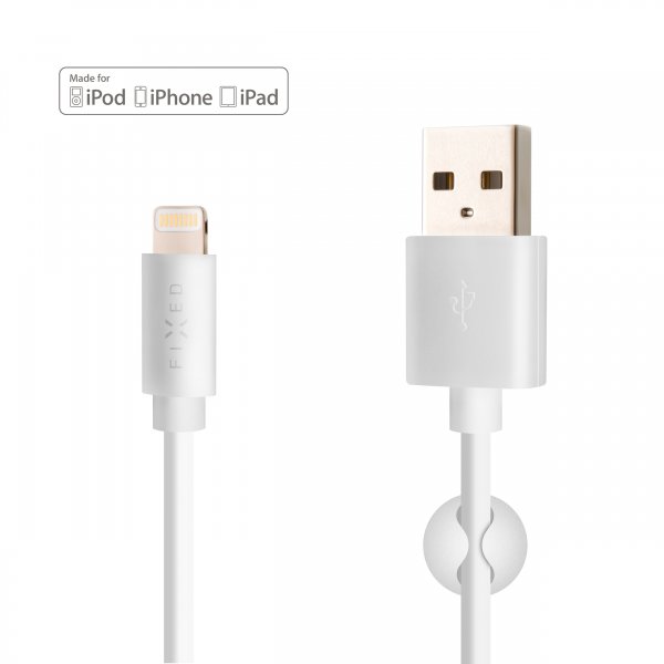 Kiinteä USB-A–Lightning-kaapeli 1 m, valkoinen