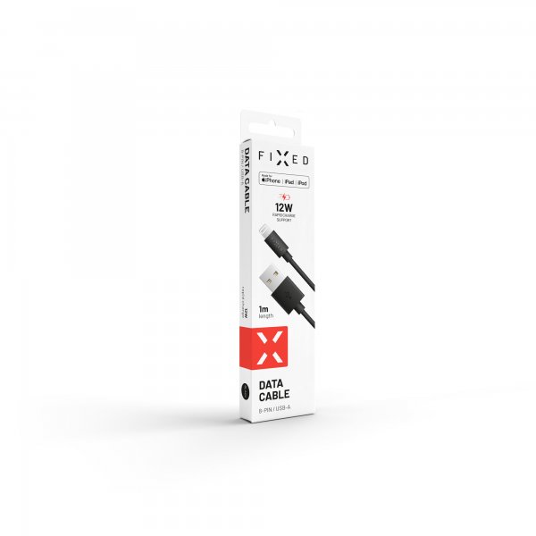 Kiinteä USB-A–Lightning-kaapeli 1 m Musta