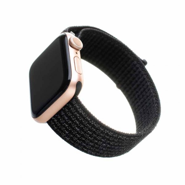 Kiinteä Apple Watch 38/40/41/42mm ranneke, heijastava nylonhihna, musta