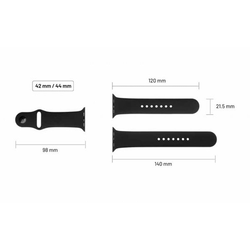 Fixed Apple Watch 44/45/46mm/Apple Watch Ultra ranneke silikonihihna musta
