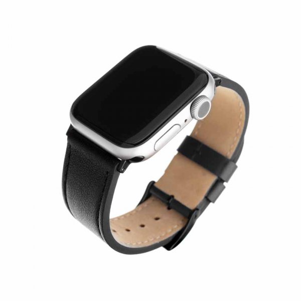 Kiinteä Apple Watch 44/45/46mm/Apple Watch Ultra ranneke, nahkaranneke, musta