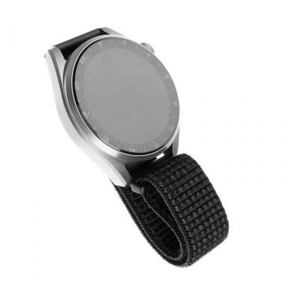 Korjattu Samsung Galaxy Watch 22mm ranneke Nylonhihna Heijastava Musta