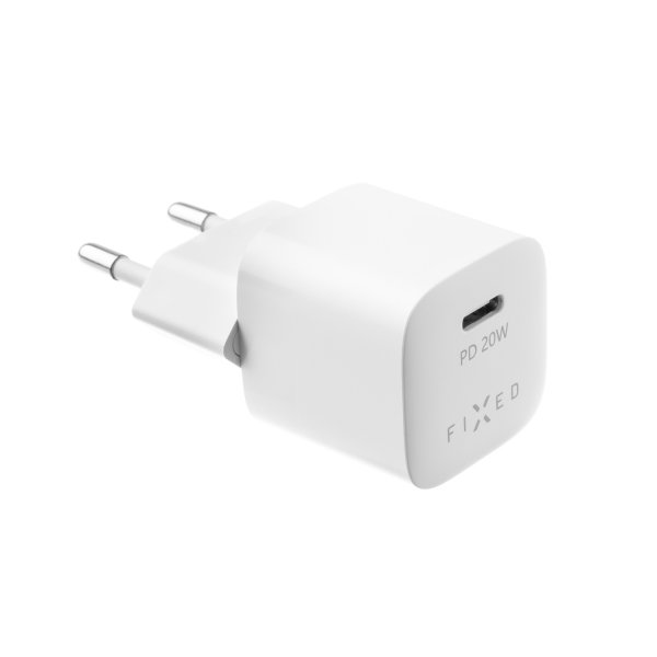 Fixed Laddare med Kabel Mini PD Travel Charger Kit USB-C/USB-C 20W Valkoinen
