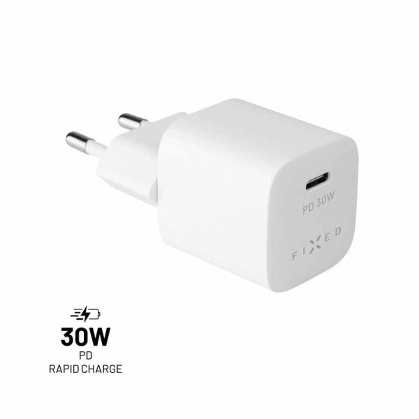 Fixed Laddare Mini PD Travel Charger USB-C 30W Valkoinen