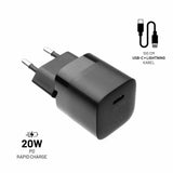 Fixed Laturi kaapelilla Mini PD Travel Charger Kit USB-C/Lightning 20W Musta