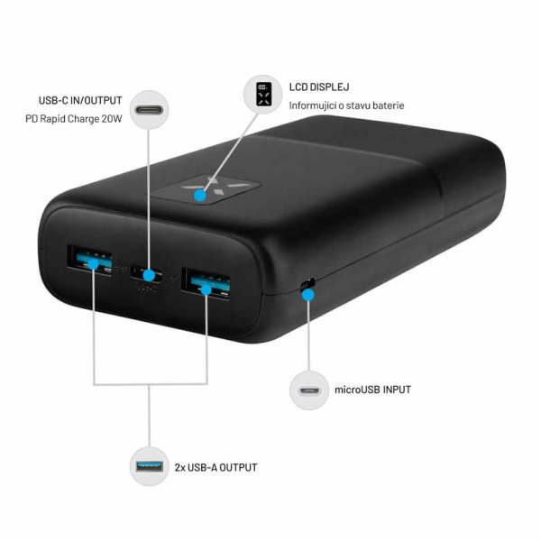 Fixed Powerbank Zen 20 20W 20 000 mAh USB-C 2xUSB-A Musta