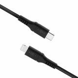 Fixed Kabel Liquid Silicone USB-C/Lightning 0.5m Musta