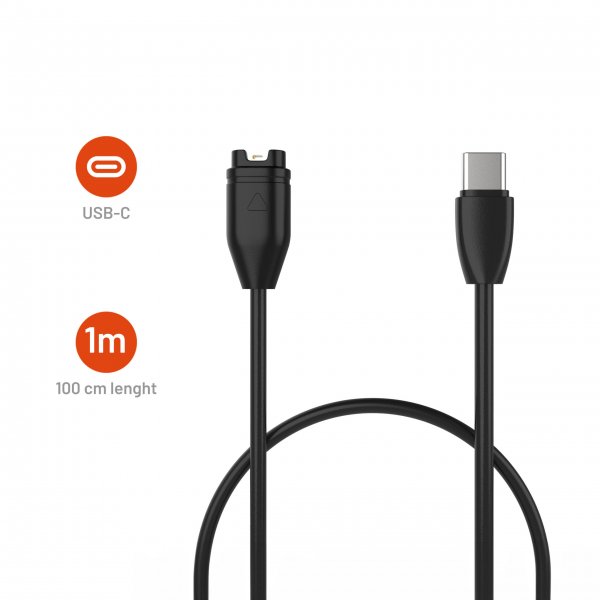 Fixed Laturi Garmin Smartwatch USB-C 1m Musta