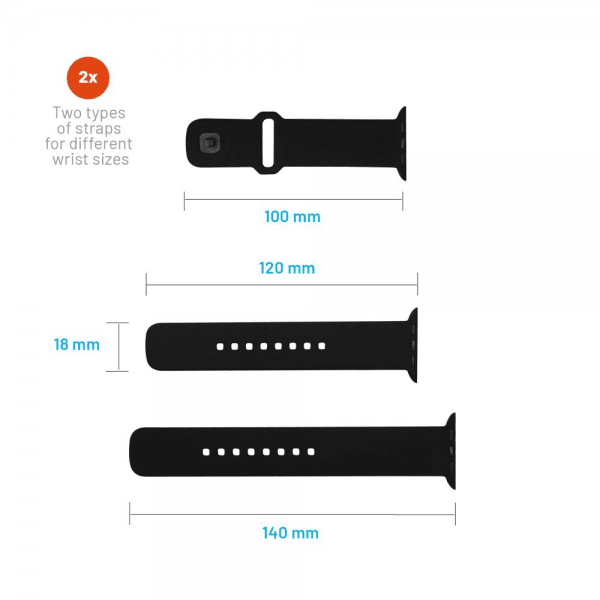 Kiinteä Apple Watch 44/45/46mm ranneke silikoni Sporty Strap musta