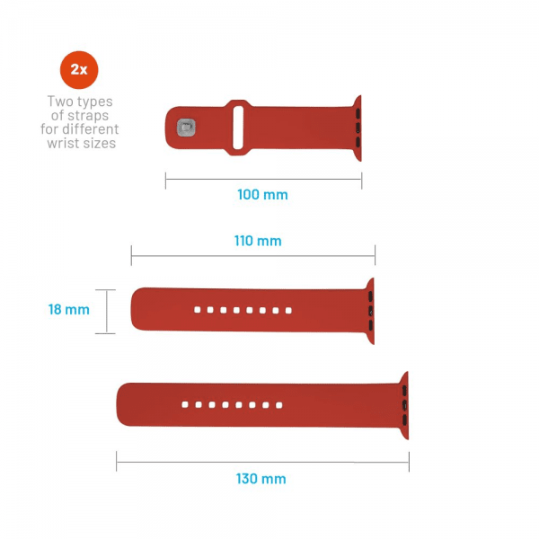 Kiinteä Apple Watch 38/40/41/42mm ranneke silikoni urheilullinen hihna Punainen