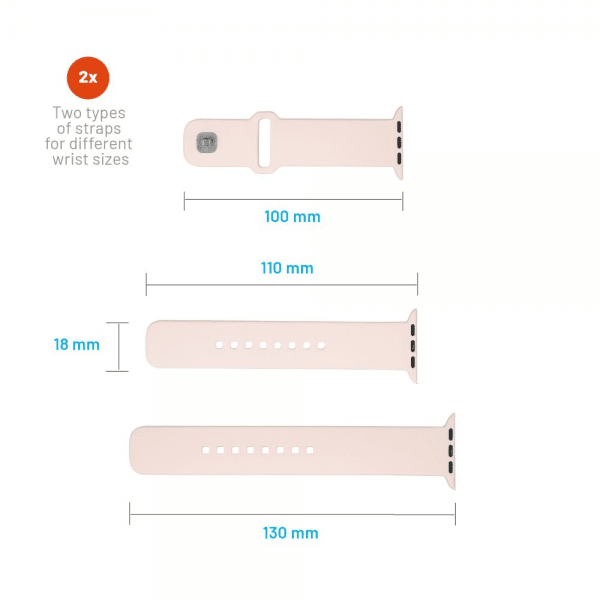 Kiinteä Apple Watch 38/40/41/42mm ranneke silikoni urheiluhihna Rosa