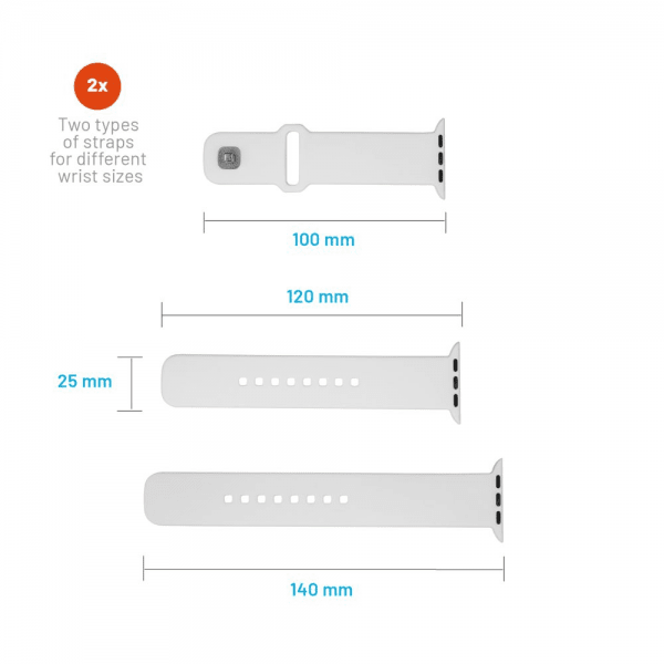 Kiinteä Apple Watch Ultra 49 mm ranneke, silikoninen urheiluranneke, valkoinen