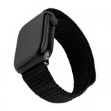 Kiinteä Apple Watch 44/45/46mm ranneke Nailon Sporty Strap Musta