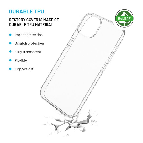 Kiinteä iPhone 14/iPhone 15 -suojakuori ReStory Läpinäkyvä