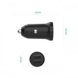 Kiinteä Mini autolaturi Lightning-kaapelilla 1m 15W Musta
