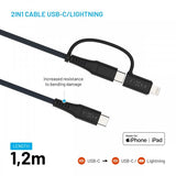 Fixed Kaapeli 2in1 USB-C/Lightning 60W 1.2m Musta