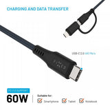 Fixed Kaapeli 2in1 USB-C/Lightning 60W 1.2m Musta