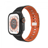 Kiinteä Apple Watch 42/44/45/46mm ranneke silikonia magneettikiinnityksellä Musta