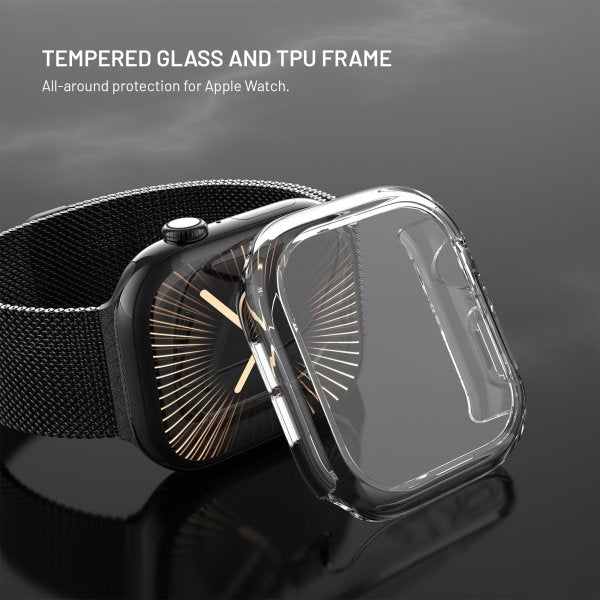Kiinteä Apple Watch 46mm (Series 10) -suojakotelo integroidulla näytönsuojalla PURE