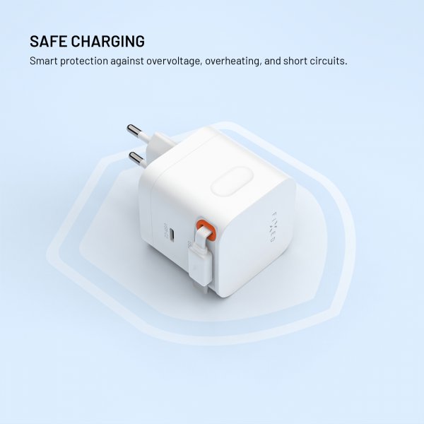 Kiinteä GaN65-laturi, jossa ulosvedettävä USB-C-kaapeli 65 W