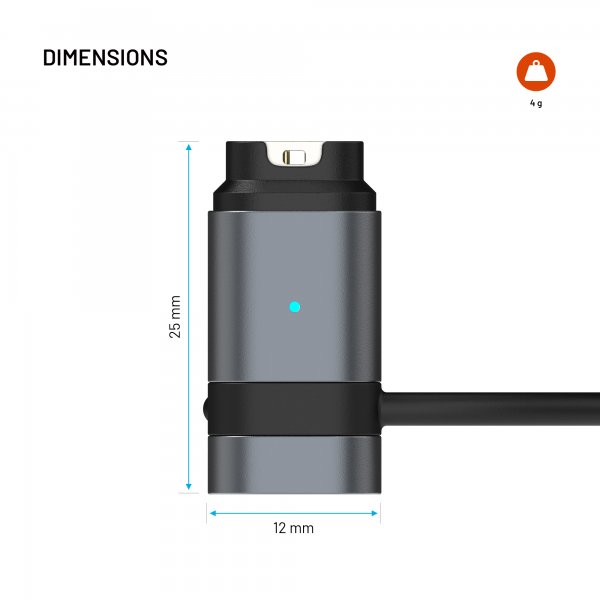 Kiinteä Garmin-älykellon lataussovitin USB-C, musta