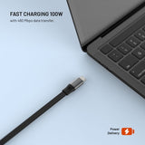 Kiinteä Ulosvedettävä Kaapeli USB-C 100W 1m Musta