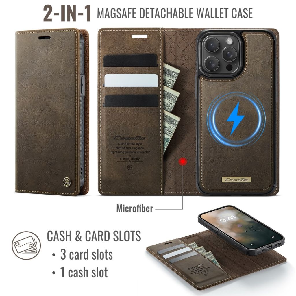 CaseMe iPhone 13 Pro Kotelo C49 Series Ruskea