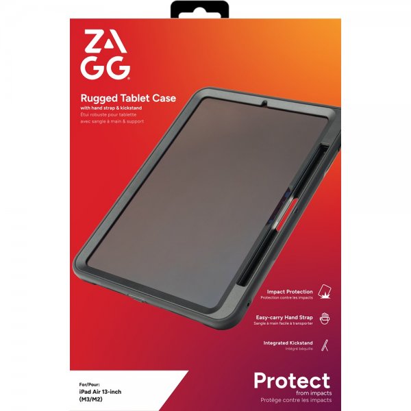 ZAGG iPad Air 13 (M2/M3/M4) Suojakuori Rugged Tablet Case Musta