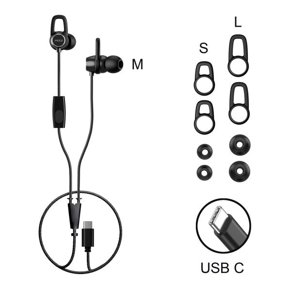 Mixx Langalliset SoundPort USB-C Kuulokkeet, Musta