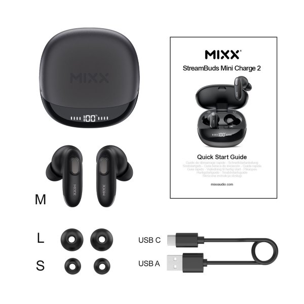 Mixx Langattomat Kuulokkeet StreamBuds Mini Charge 2 Musta