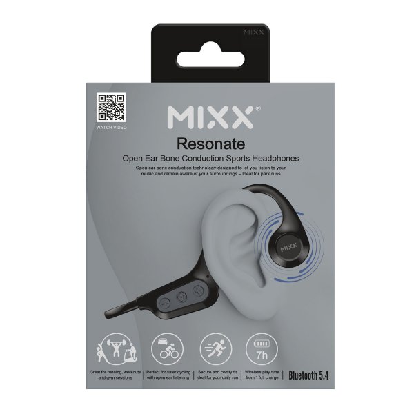 Mixx langattomat Resonate Bone Conduction -luujohtokuulokkeet, musta